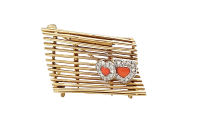 Cartier 18K Yellow Gold Diamond & Coral Love Bench Brooch